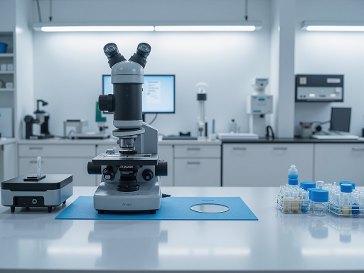 高端生命科学实验室，包含显微镜、离心机等精密仪器